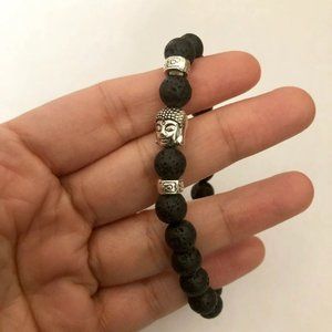 Black lava beads buddha bracelet